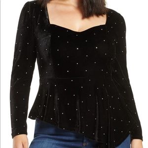 Plus Size Eloquii Peplum Velvet Top NWT